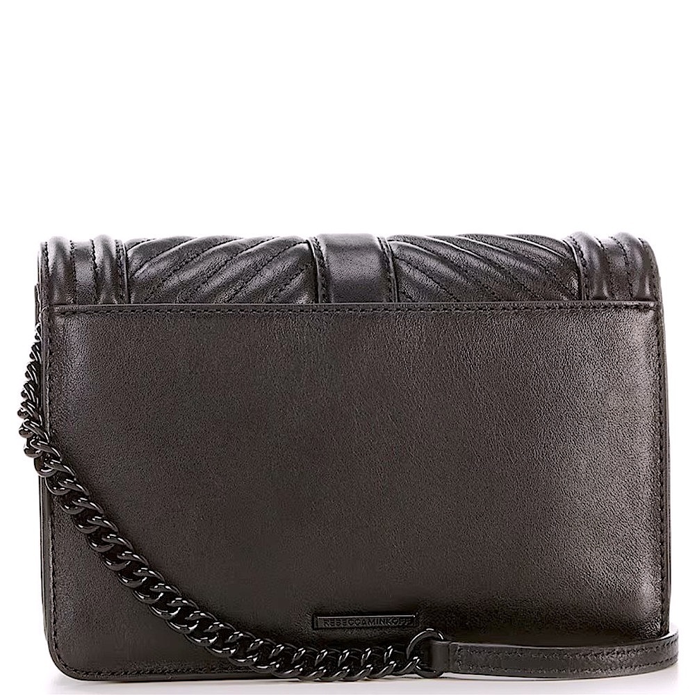 REBECCA MINKOFF Chevron Quilted Small Turn Lock Black Love Crossbody Bag - Picture 2 of 13